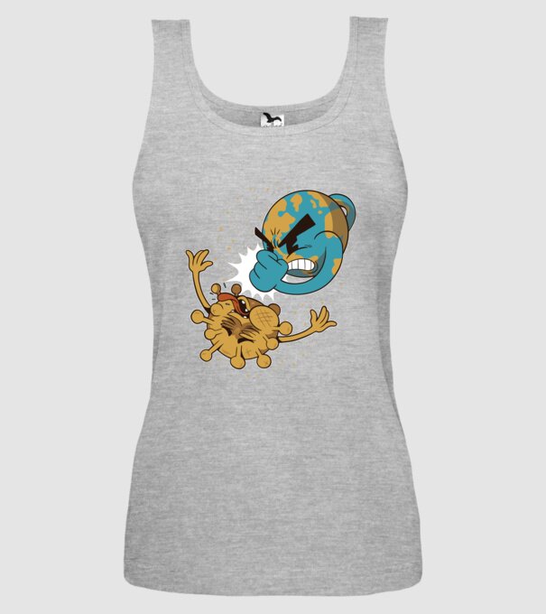Pământ vs Coronavirus model gri pe tricou