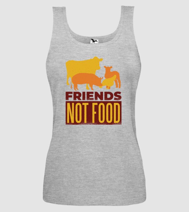 Friends not Food Vegán model gri pe tricou
