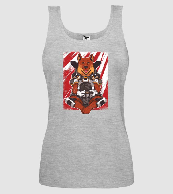 Gamer Ciobănesc german Apex model gri pe tricou