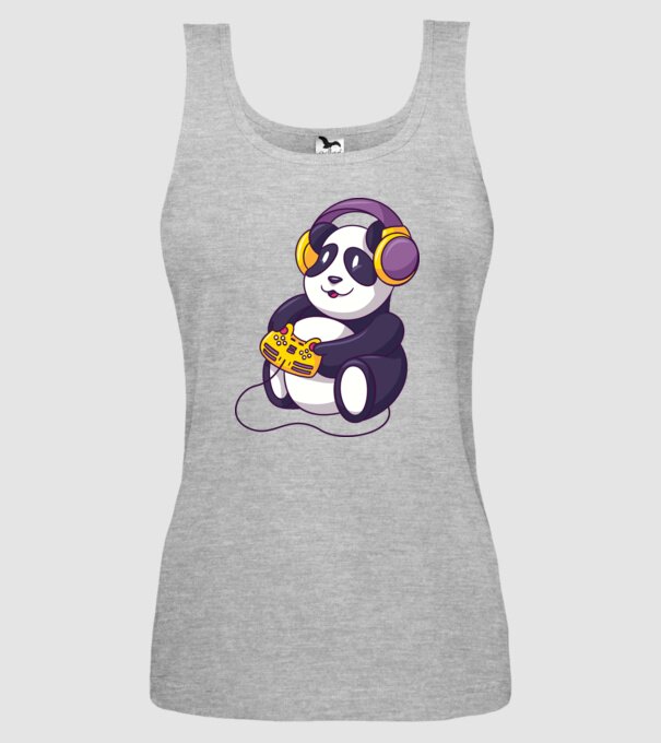 Gamer Panda model gri pe tricou