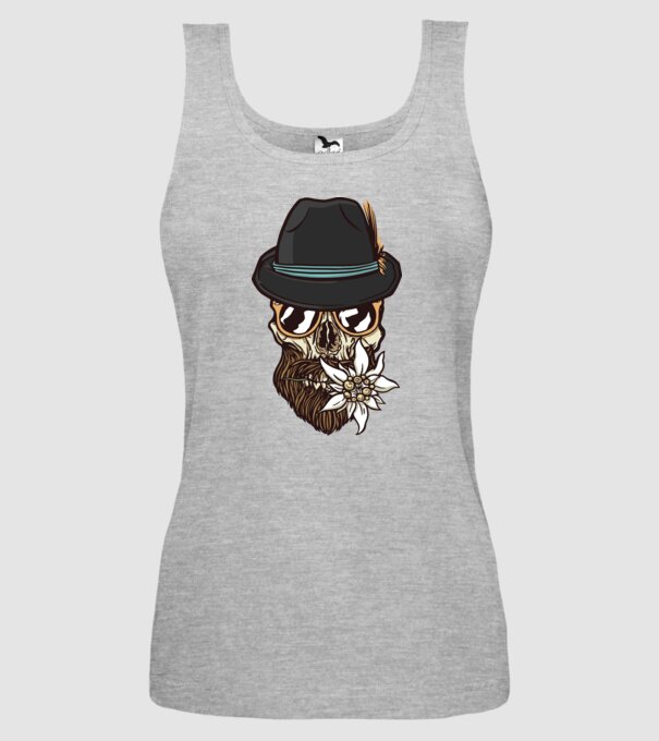 Craniu Hipster model gri pe tricou