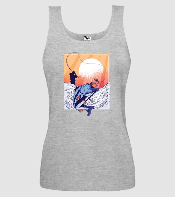 Tricou Pescar Retro model gri pe tricou