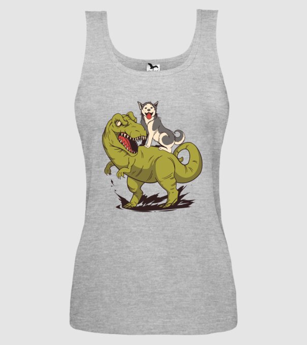 Dinozaur Husky model gri pe tricou