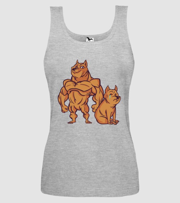 Câine musculos model gri pe tricou