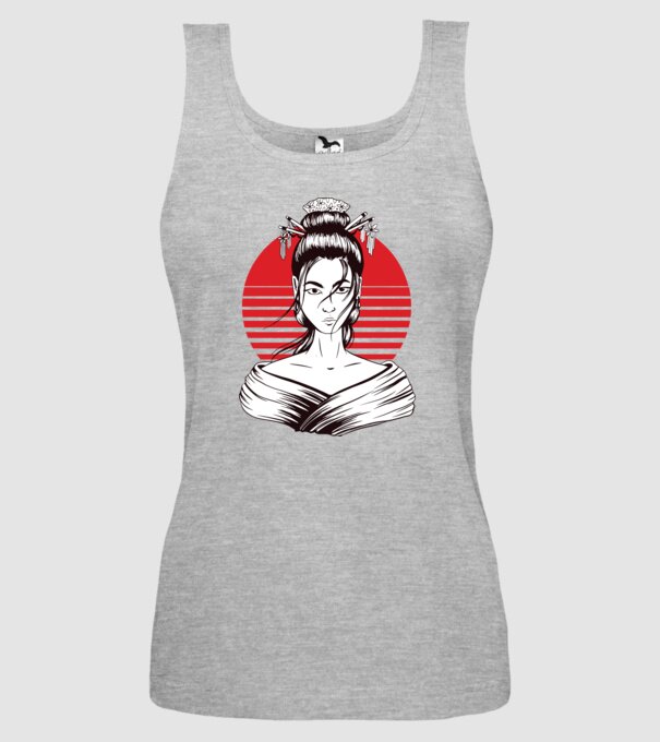 Geisha japoneză model gri pe tricou