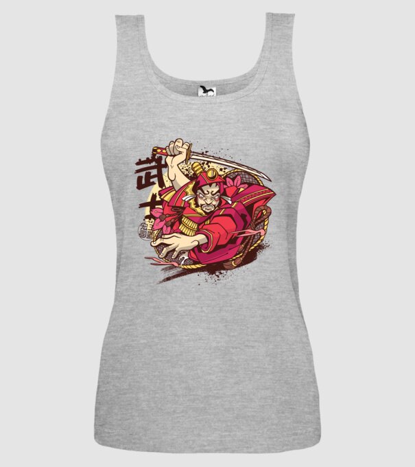 Războinic japonez model gri pe tricou