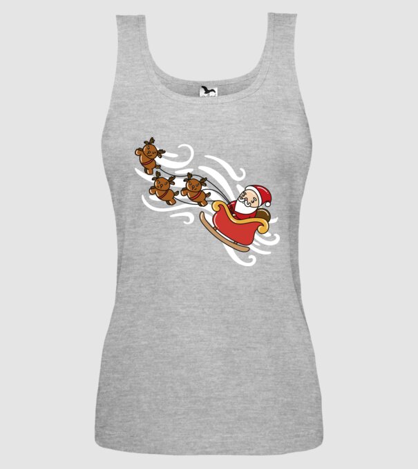 Kawaii sanie Moș Crăciun model gri pe tricou