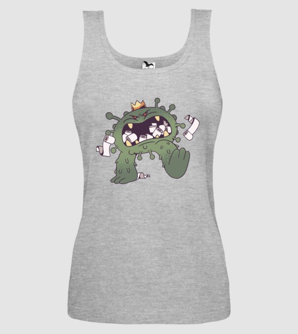Monstru de hârtie igienică Coronavirus model gri pe tricou
