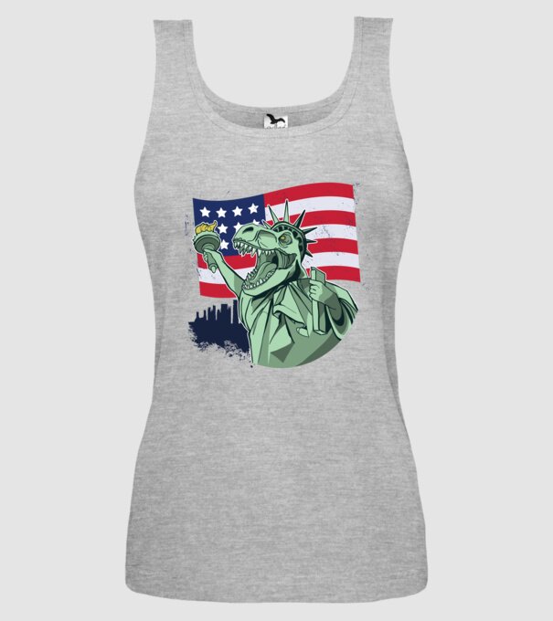 Liberty-Rex SUA Dinozaur model gri pe tricou