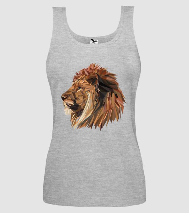 lion polygon model gri pe tricou