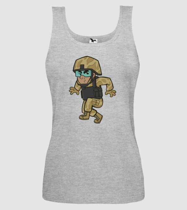 Soldat strecurându-se model gri pe tricou