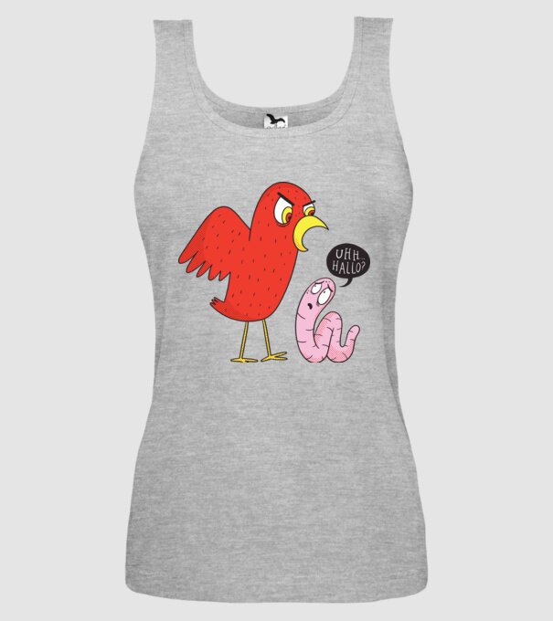 Pasăre cu vierme model gri pe tricou