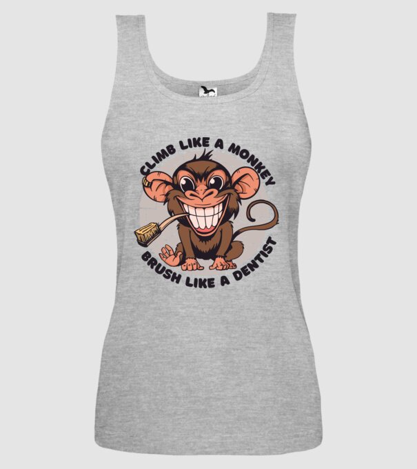 Periuță de dinți maimuță model gri pe tricou