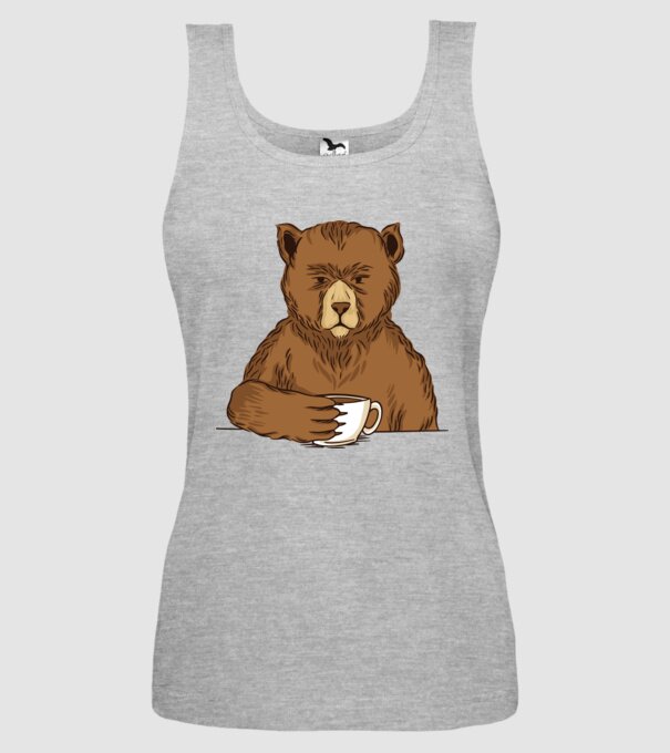 Urs cu cafea model gri pe tricou