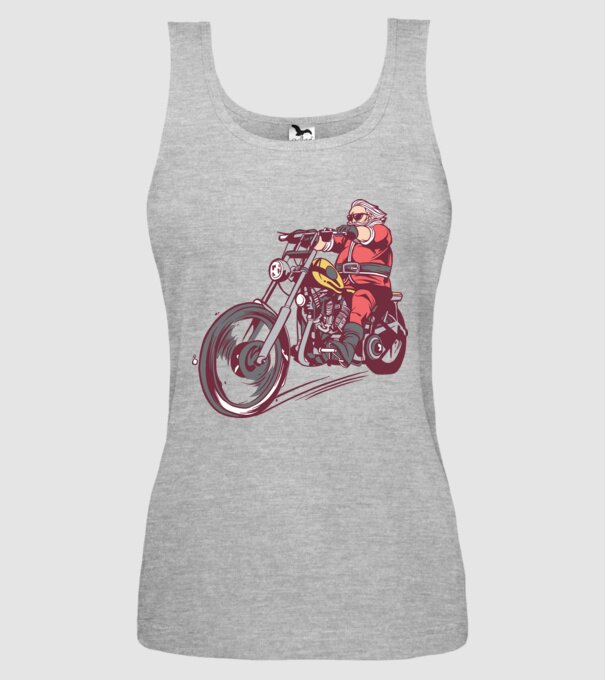 Moș Crăciun motociclist model gri pe tricou