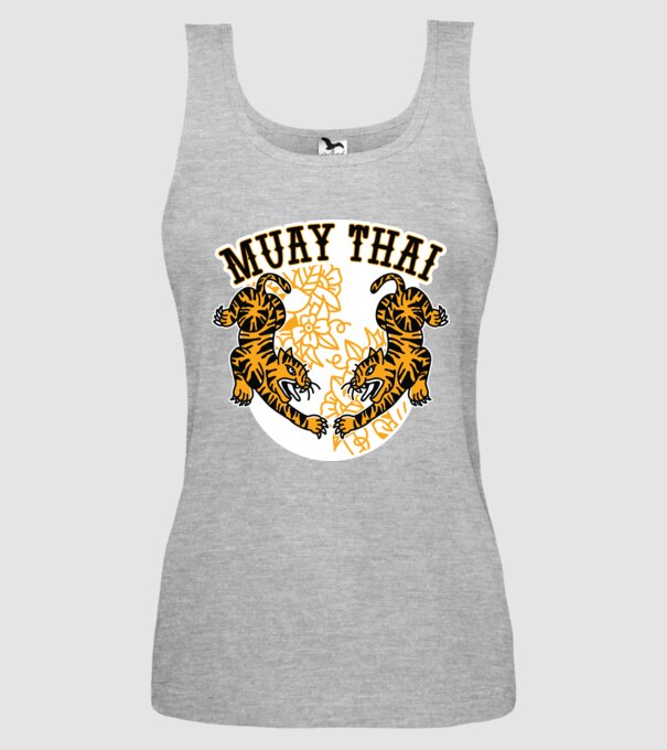 Tigri Muay Thai model gri pe tricou
