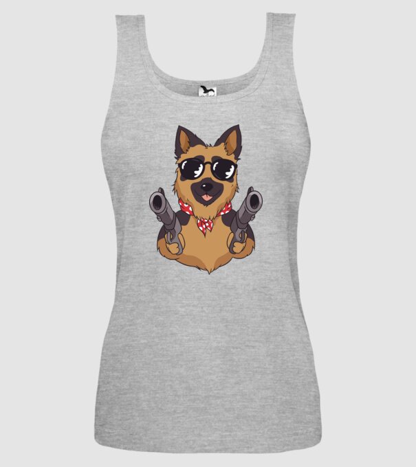 Ciobănesc german cu armă model gri pe tricou