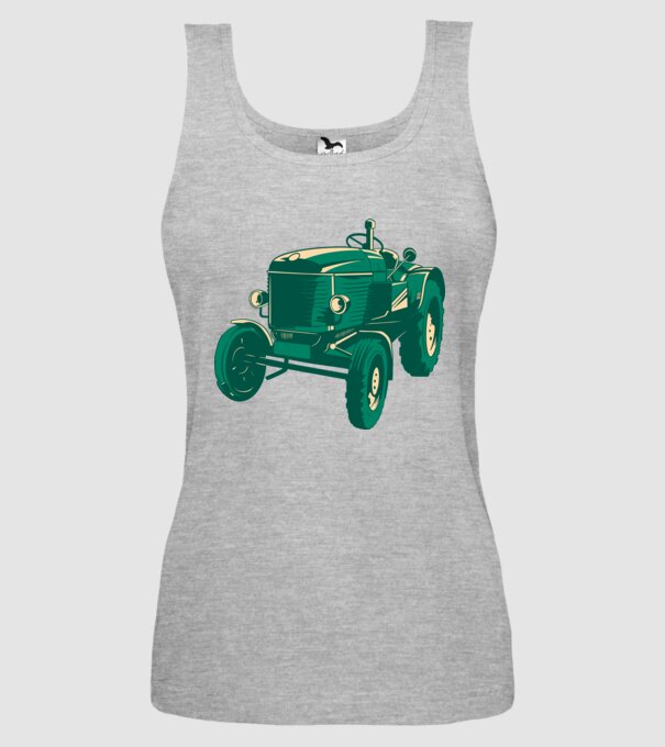 Tractor vechi model gri pe tricou