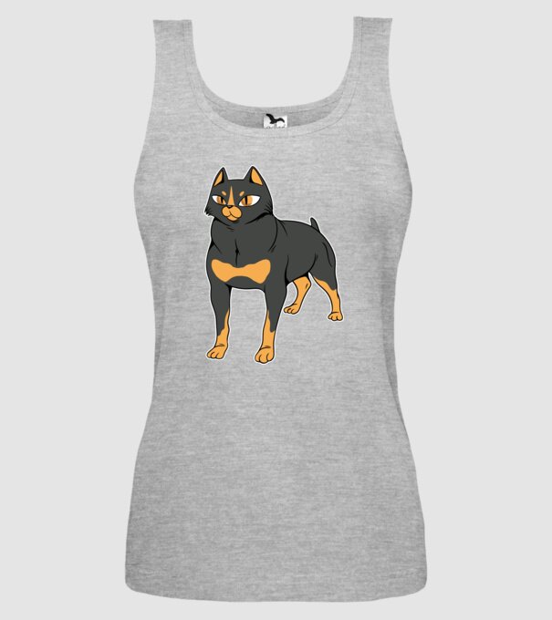Rottweiler pisică model gri pe tricou