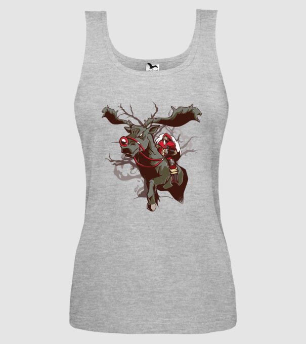 Cavaler Moș Crăciun pe ren model gri pe tricou