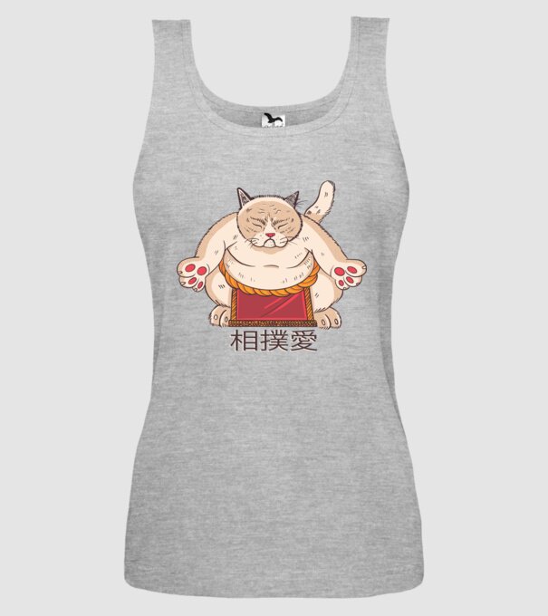 Pisică Sumo model gri pe tricou