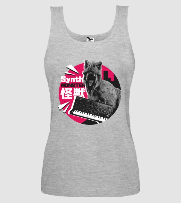 Dinozaur sintetizator model gri pe tricou