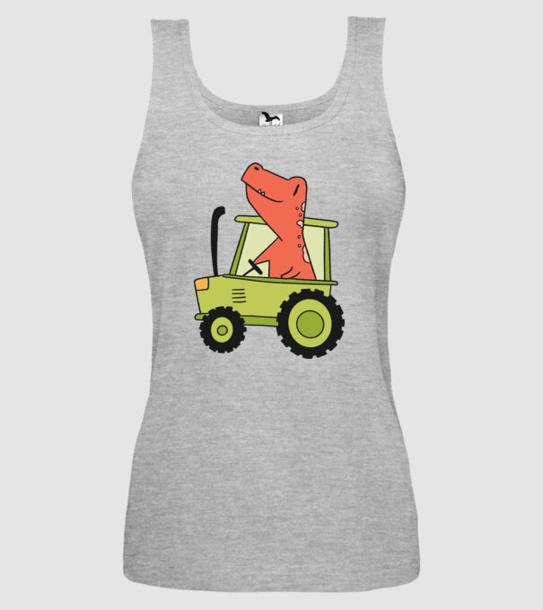 Tractor dinozaur model gri pe tricou