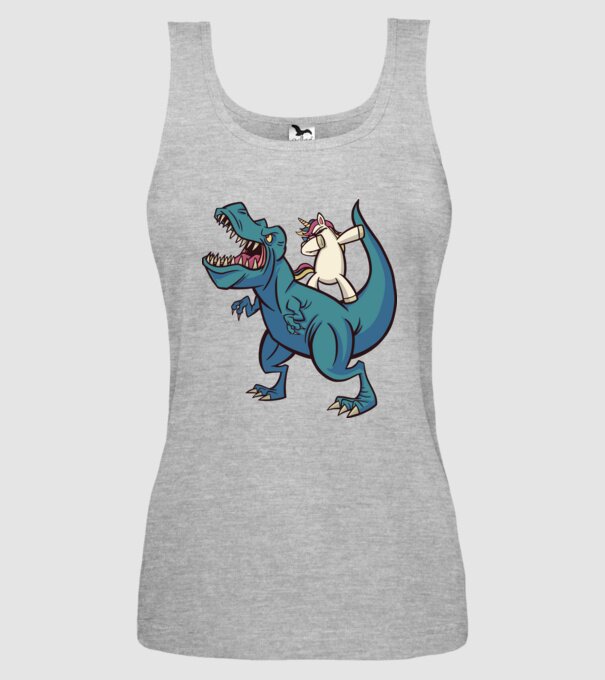 Unicorn DAB T-rex model gri pe tricou
