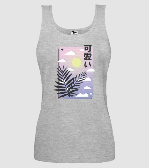 Vaporwave Val model gri pe tricou