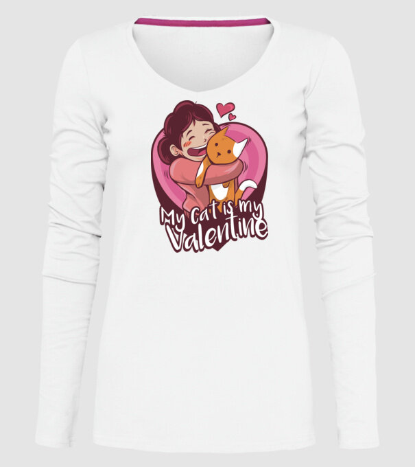 'Pisica mea este dragostea mea Tricou drăguț pentru Valentine''s Day' model alb pe tricou