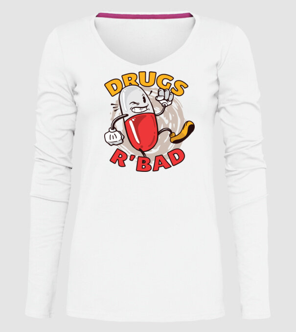 Drogurile sunt rele model alb pe tricou