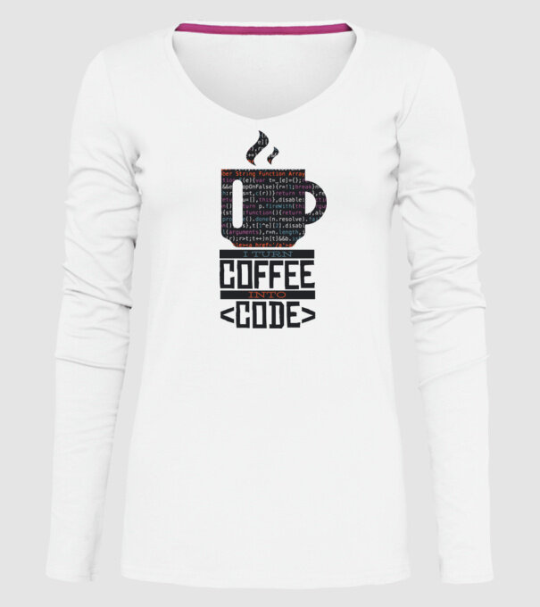 Transform cafeaua în cod - tricou programator model alb pe tricou