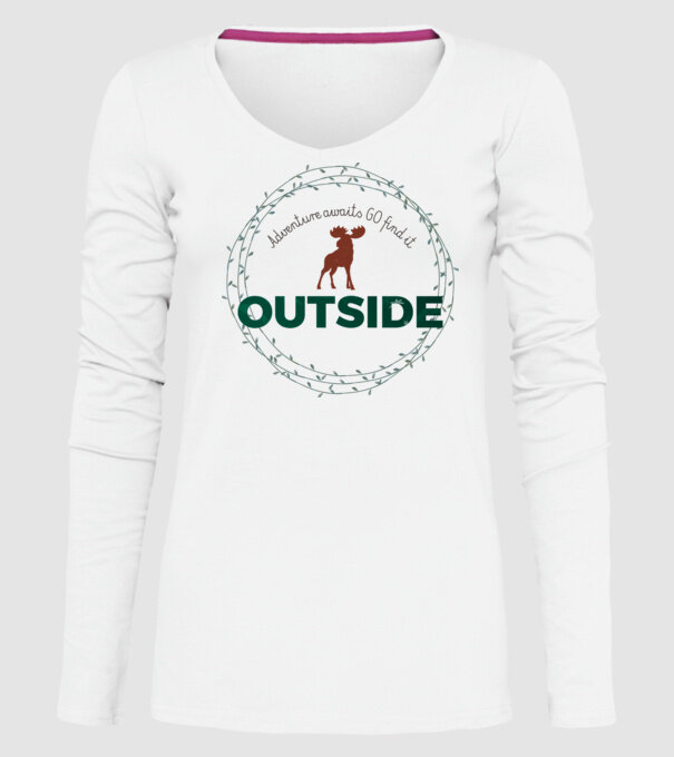Adventure awaits model alb pe tricou