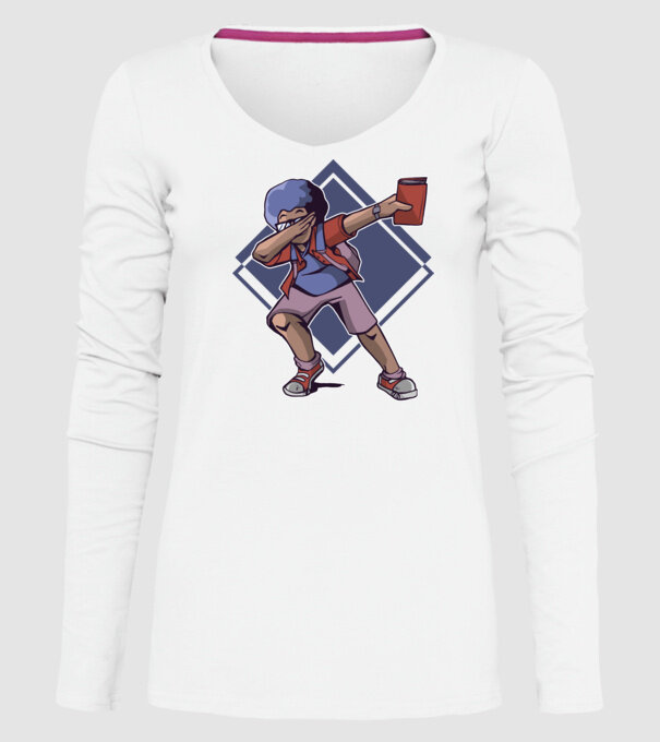 Student afro model alb pe tricou