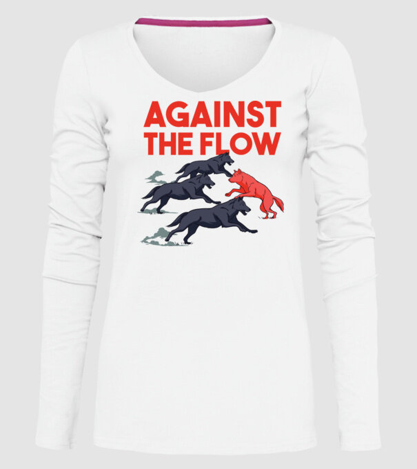 Against the flow - Împotriva curentului model alb pe tricou