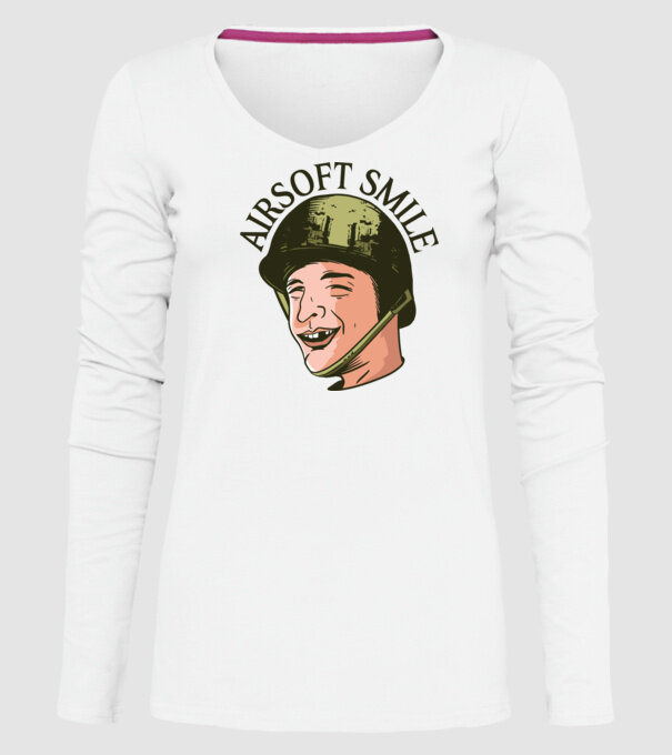 Zâmbet Airsoft model alb pe tricou