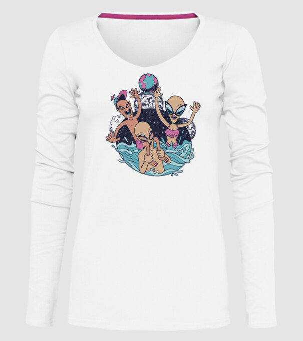 Alien Familie ștrand model alb pe tricou