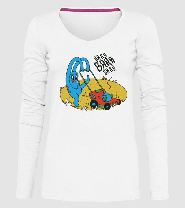 Alien cu Mașină de tuns iarba model alb pe tricou