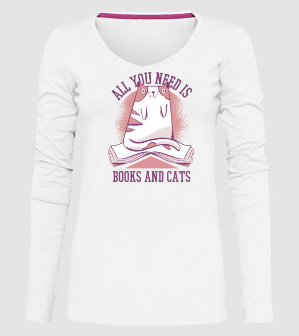 All You Need Is Books And Cats model alb pe tricou