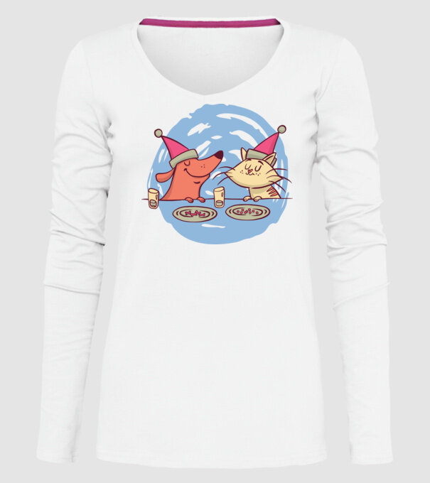 Petrecere de Crăciun animale model alb pe tricou