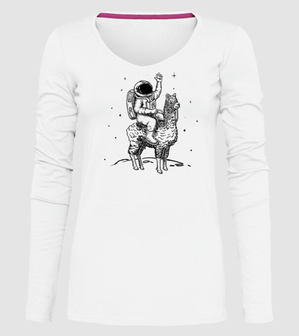 Alpaca Astronaut model alb pe tricou