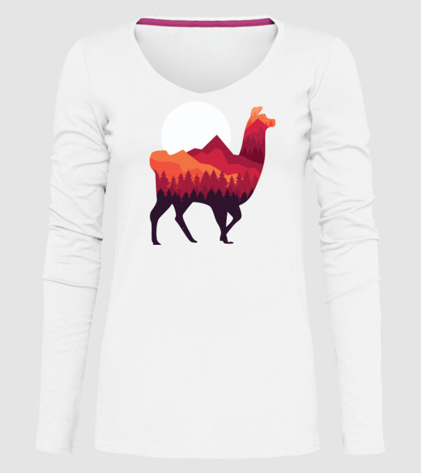Pădure Alpaca model alb pe tricou