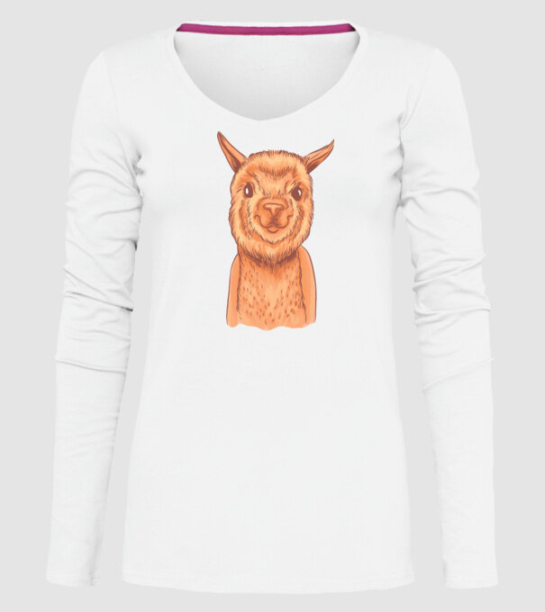 Cap de Alpaca model alb pe tricou