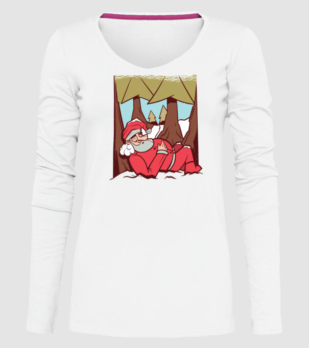Moș Crăciun dormind model alb pe tricou