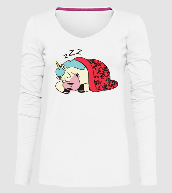 Unicorn adormit model alb pe tricou