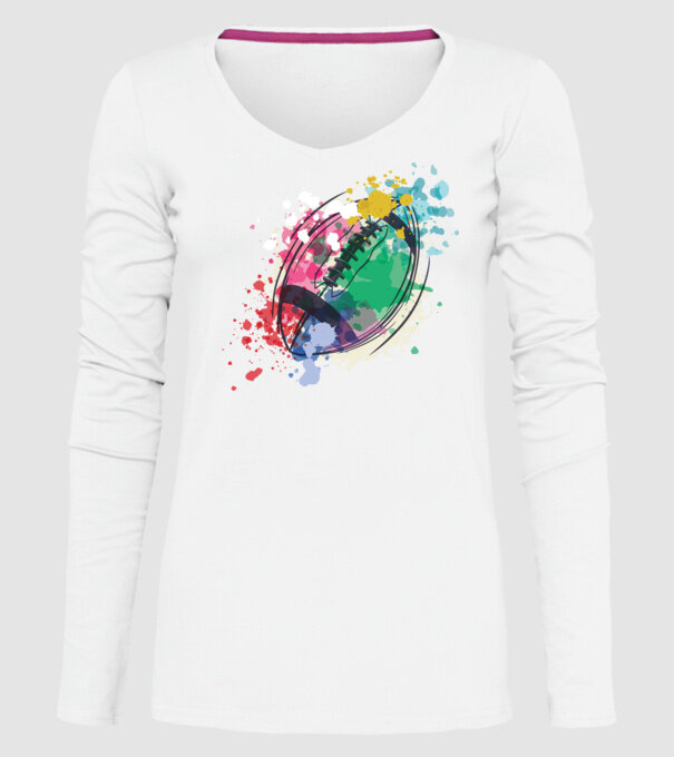 Fotbal american Acuarelă model alb pe tricou