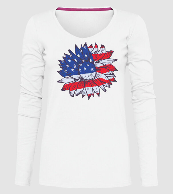 Floarea-soarelui americană Usa Sunflower model alb pe tricou