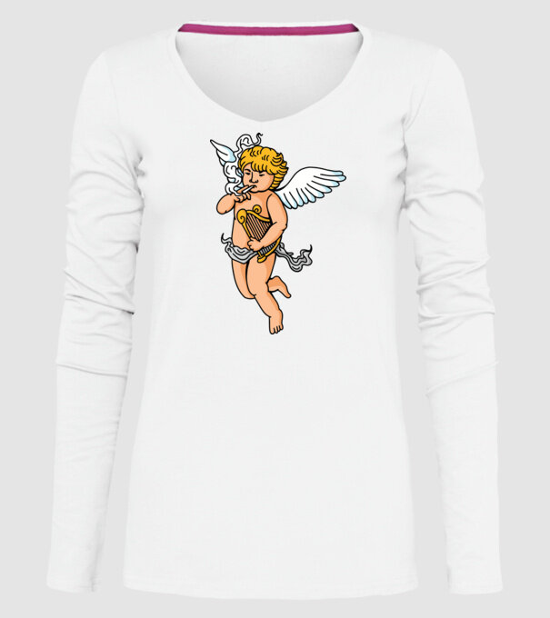 Înger cu Țigaretă model alb pe tricou
