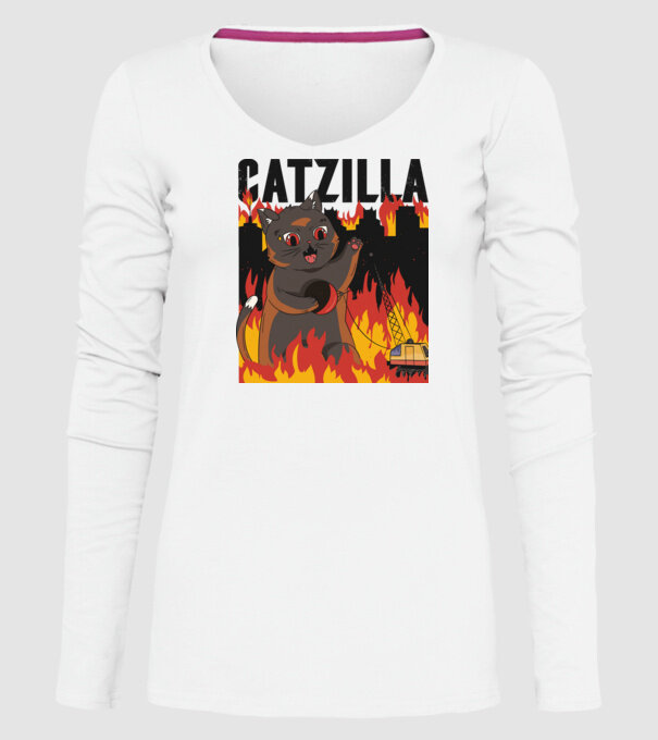 Anime Catzilla model alb pe tricou