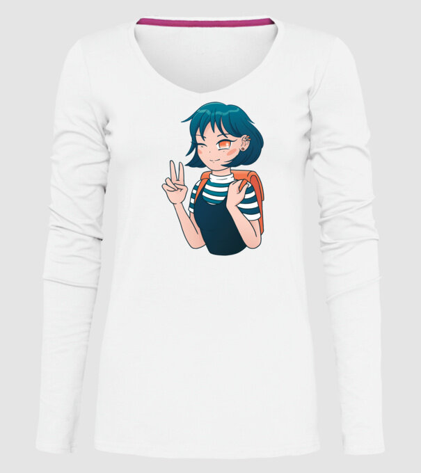 Anime fată model alb pe tricou